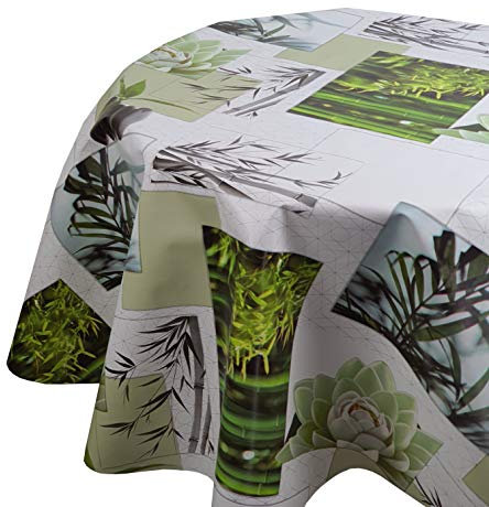 Wachstuchtischdecke Wachstuch Tischdecke Gartentischdecke Rund Oval Bambou Zen Oval 130 x 180 cm abwaschbare Wachstischdecke