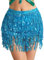 Wuchieal Pailletten Glitzer Bauchtanz Hüfttuch Kostüm Pailletten Quaste Outfits Rock Gürtel Festival Kleidung (Hellblau, One Size)