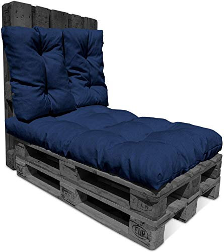 normani Palettenkissen Set 3-Teilig (EIN großes Sitzkissen und Zwei Rückenkissen) Farbe Cobalt