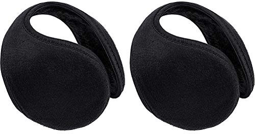 SATINIOR 2 Paquets Chauffe-Oreilles Cache-Oreille Noir en Polaire Accessoire d'Hiver pour Hommes Femmes,Noir,L