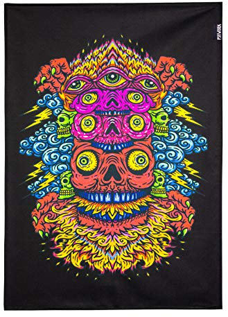 PSYWORK Schwarzlicht Stoffposter Neon | Seeing Wind Freak | 0,5 x 0,7m | UV-aktiv | fluoreszierend | Wandbehang Stoffbanner Poster Wandbild Kunstdruck Dekobild Dekoration Wandteppich