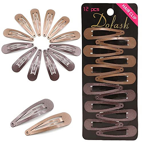 Dofash 12 Stücke 2IN/5CM Haar Snap Clips Snap Hair Clips Haarspangen Haarklammer Haarschmuck für Mädchen Damen (Dunkelbraun+Hellbraun)