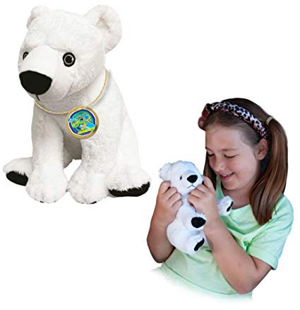 EcoBuddiez - Eisbär von Deluxebase. Mittelgroß 20cm weiches Plüschtier aus recycelten Plastikflaschen. Umweltfreundliches kuscheliges Geschenk für Kinder und süß Stofftier für Kleinkinder.