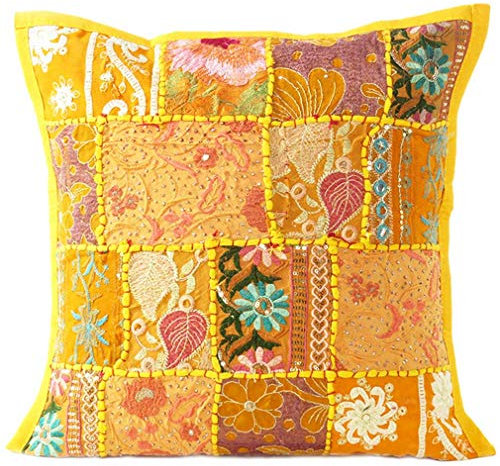 Dekorativer Kissenbezug für Sofakissen, Patchwork, 40,6 cm, Gelb