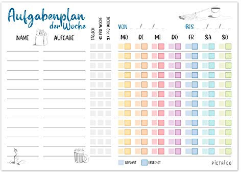 Haushaltsplaner Familie mit Aufgaben, Aufgabenplaner Kinder, Putzplan für den Haushalt, To Do Listen Block mit 50 Blatt, Wochenplaner A4, Checkliste für die WG Aufgabenverteilung (Papierblock)