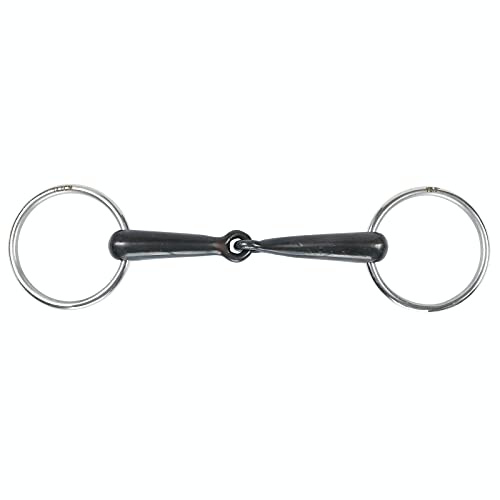 Shires Sweet Iron Hollow Mouth Loose Ring Snaffle Bit in Black 6, Black Sweet Iron
