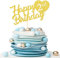 Tortenaufsatz Happy 2nd Birthday – 2. Geburtstag, goldene Kuchendekoration, Kuchendekoration, Foto-Requisiten, Happy Heart Shape Two Years Old Birthday