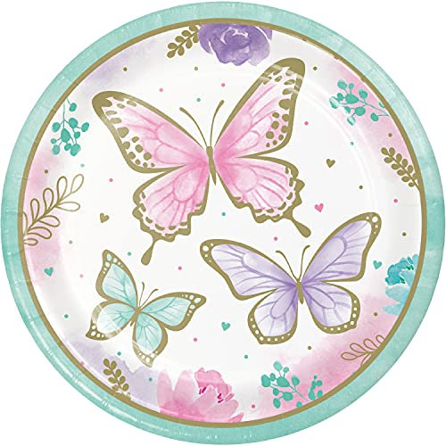 Creative Party PC354579 Lot de 8 assiettes jetables Motif papillon 23 cm Multicolore 23 cm