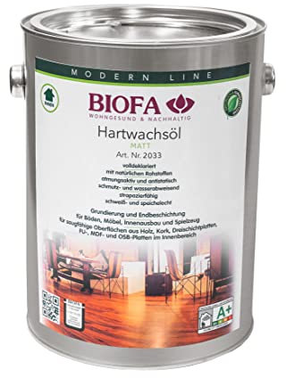 Biofa Hartwachsöl MATT 2033 2,5 Liter, Hartöl, Holzöl, Naturöl, Parkettöl, Holzbodenöl