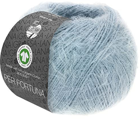 LANA GROSSA Per Fortuna GOTS | Leichtes Sommerflauschgarn mit Baumwolle | Handstrickgarn aus 74% Baumwolle (Bio) & 26% Polyamid | 50g Wolle zum Stricken & Häkeln | 190m Garn FB 22