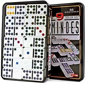 Various Dominó Double 9, boîte métallique, Jeu de table classique pour enfants et adultes