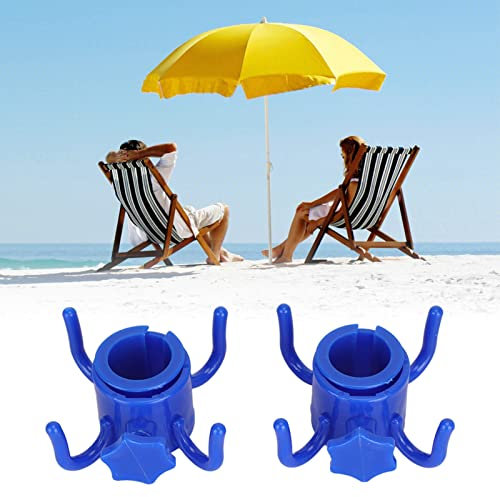 Fdit 2 Uds Ganchos de Cuatro Garras, Gancho de Sombrilla de Playa de Plástico Colgador de Paraguas 4 Puntas Toalla Sombrero Soporte de Gafas de Sol para Soporte de Sombrilla(Azul)