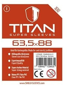 Shield Sleeves Titan - 100 Super Sleeves für Kartengröße 63, 5 x 88 mm, Transparent, 1024473