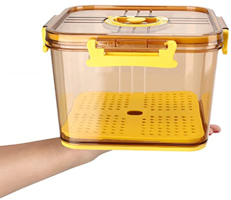 Kurtzy Airtight Bread Bins for Kitchen Counter with Freshness Time Recorder Lid - 2500ml/84.54oz - Plastic Food Storage Bin with Drain Tray - Reusable Transparent Home Container