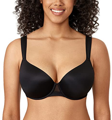 AISILIN Donna Reggiseno con Ferretto Taglie Forti Imbottito Coppa Piena Nero 5G