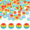 Abeillo 100 Stück Acryl Bastelperlen zum Auffädeln 10 mm Regenbogen Perlen mit Loch, Runder Kunststoff Streifenperlen, Rainbow Beads, Acrylperlen für Armbänder Halsketten Schmuck
