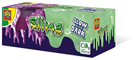 SES Creative 15007 - Leuchtschleim & Glitzerschleim Set, Glow in The Dark Schleim für Kinder, Diverse Farben, Purple