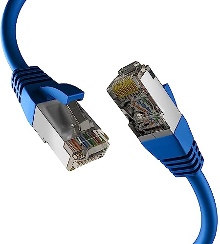 EFB-Elektronik - CAT. 8 Netzwerkkabel bis zu 40 Gbit - 1 m LAN Kabel Ethernet Kabel Patchkabel mit Knickschutz - PoE Übertragung von Daten und Strom - RJ45 Anschluss, S/FTP PIMF Schirmung - blau