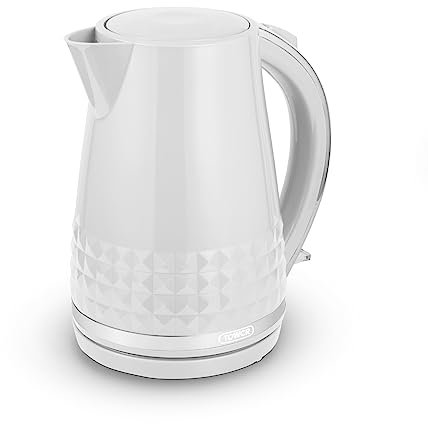Tower T10075WHT Solitaire Kettle with 360° Swivel Base Cord Storage 1.5L 3KW White and Chrome Accents