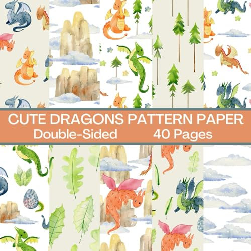 Cute Dragons Scrapbook Paper: Double Sided for Scrapbooking, Card Making, Origami, DIY and More: Dragon Pattern Paper: Double Sided for Scrapbooking, Card Making, Origami, DIY and More