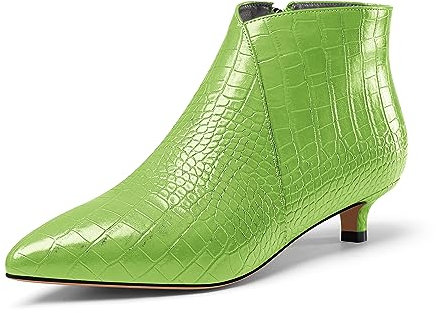 Aachcol Donna a Punta Basso Gattini Tacco Heel Stivaletti Cerniera Ufficio Dress Classico 3.5 CM Heels Verde Mela 42 EU