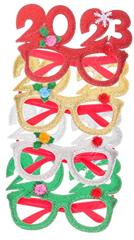 ifundom 4 Stück Gläser 2023 Partybrille 2023 Neujahrsbrille 2023 Neujahr Brillenfassungen Neuheit Sonnenbrille Halloween-party-brille Weihnachtsbrille Albern Plastik Kleidung Haushalt