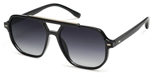 SOJOS Sonnenbrille Herren Damen Retro Vintage Polarisiert Eckig Coole Rechteckig 70er jahre UV400 Schutz Klassische Unisex Outdoor Moderne Sonnenbrille SJ2283 Black Grey Lens