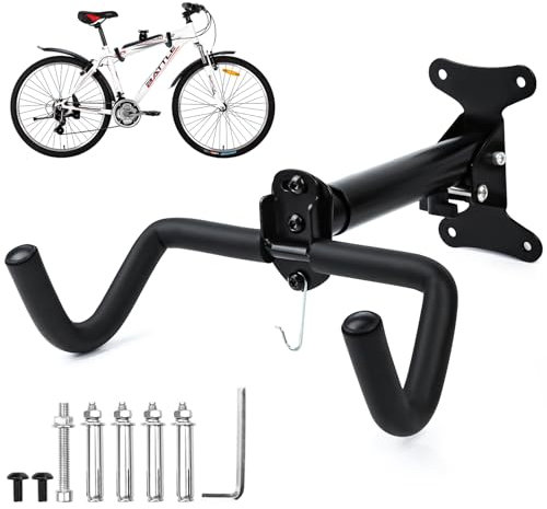 JOLIGAEA Fahrrad Wandhalterung, Klappbare Fahrradhalter, Verstellbar Fahrradhalterung für die Wohnung & Garage, Fahrrad Aufhängung für die Wand bis 25 KG, Wandhalter für Rennrad, MTB, E-Bike