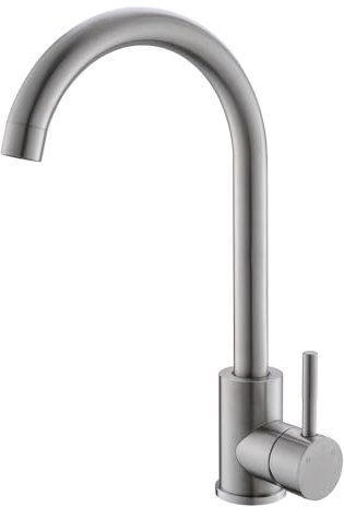 AIMADI Robinet de Cuisine Mitigeur Avec Douchette - Rotation à 360° Pour Évier, Salle de Bain, Lavabo de Bar - Nickel Brossé