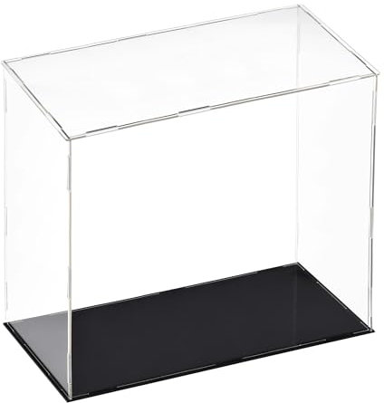 Recogwood Transparente Acryl-Vitrine, 30 x 15 x 30 cm, zusammenbaubar, Würfel-Organizer, Ständer, staubdichter Schutz, Vitrine mit schwarzem Sockel für Actionfiguren, Spielzeug, Sammlerstücke