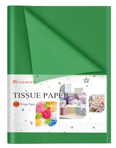 NACHLYNN 100 Blatt Grün Tissue Paper Bulk 14 x 20 Zoll Geschenkpapier Kunst Seidenpapier Basteln für Saint Patrick's Day Weihnachten Geburtstag DIY Festival Feiertage Basteln Geschenke Dekor