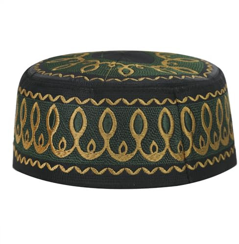 TINAYAUE Männlicher Muslimischer Gebetshut Islamische Hüte für Männer Schön Gebetsmütze mit Stickerei Muslim Kopfbedeckung Arabisches Gebet Hijab Ramadan-Dekoration für Arabisch, Türkisch, Indisch