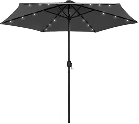 ARKEM Sonnenschirm mit LED-Leuchten & Aluminium-Mast 270 cm Anthrazit Reise Sonnenschirm FüR Koffer Sonnenschutz Strand