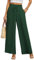 BEIGAI Damen Hosen Weite Lose Gerade Geschnitten Palazzo Hose Hohe Taille Dehnbar Lounge Elegante Hose mit Taschen,Dunkelgrün,M