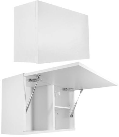 Milionmeblicom Armario Suspendido De Baño Laura 60x39x23 cm Mueble Pared Colgar con Estante Cocina Blanco Mate de Almacenamiento Apertura Telescópica Moderno Mueble Auxiliar Pequeño