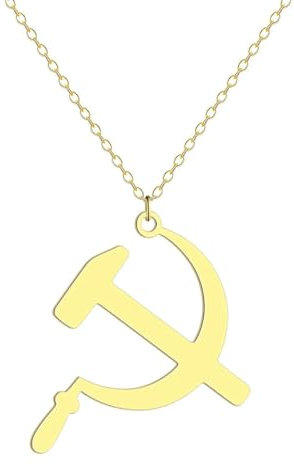 Hokech Marteau et faucille pendentif collier pour femmes filles en acier inoxydable breloque creuse cou chaîne bijoux cadeau