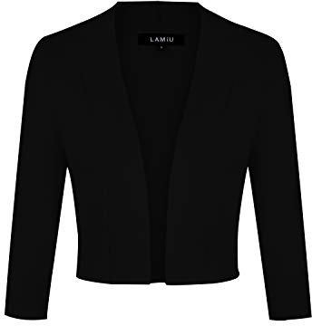 LADI TREND Summer Cardigan for Women 3/4 Sleeve Knitting Bolero Open Front Cardigans (Black XL)