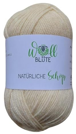 Wollblüte Strickwolle | Wolle vom Schaf zum Stricken und Häkeln | regionale Schurwolle wollweiß in drei Stärken (3-fädig)