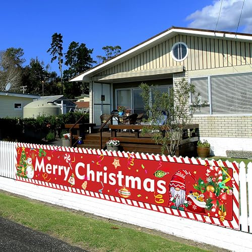 WDEC Cartel de Feliz Navidad de 300 x 50 cm, decoración de Navidad, Pancarta Colgante de Navidad, decoración de Fiesta de Navidad al Aire Libre Interior, para jardín, hogar, balcón, Puerta, Valla(01)