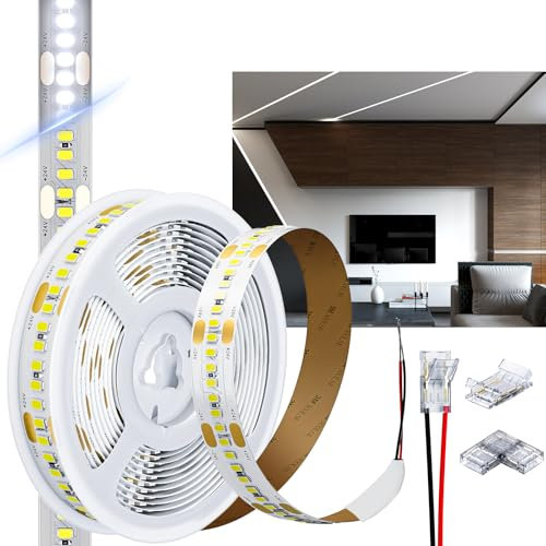 HOOLED LED Striscia Pro 5 Metri Luce fredda 6500K 238Leds/m 100 W 2644lm/m, Striscia Led 24V CC Dimmerabile Alta Luminosità, Luce Nastro Luminoso