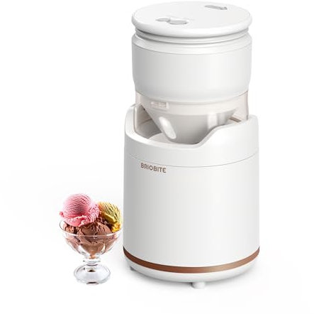Eismaschine – Wiederaufladbare und kompakte elektrische Eismaschine für Gelato, Milchshakes und Sorbet, doppelt isolierte Schüssel, leicht zu reinigen, perfekt für 1–2 Portionen, Weiß