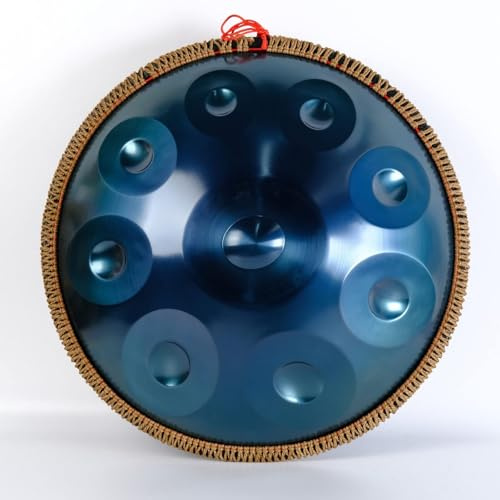 Stahlzungentrommel Runde Steel Tongue Drum 22 Zoll 9 Tone D-Moll Zungentrommel Schlagzeug Instrument, Neuntönige Tonleiter Instrumente Mit SchlagzeugschläGeln, Tragetasche(9Notes)