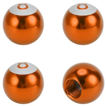 VekAuto Ventilkappen Orangerot 4 Stück Universal Anti-Crash | Aluminiumlegierung, 17x17,8mm, Innen-Durchmesser 7mm, Staubschutz, Für Auto, Fahrrad, Lkw, Wohnmobil