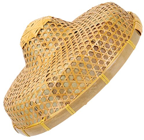 Chinese Hat Asian Hat Woven Straw Sun Shade Farmer Conical Cone Hat Rice Paddy Hat Beach Sun Hat Beige