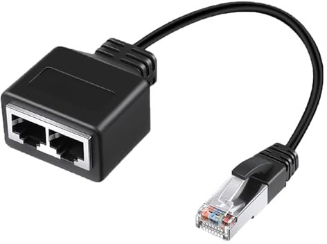 RJ45 Ethernet Splitter 1 to 2, 1000Mbps Ethernet Switch 2 Port RJ45 LAN High Speed Network Splitter Adapter, Male to Dual Female Internet Connector for Two Computers for Cat5/5e/6/7/8 Cable Router