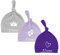 Ahoiikids Personalisierte Baby Mütze aus Baumwolle – Knoten Beanie mit Namen unf Motiv – Für Neugeborene (DE/NL/SE/PL, Alter, 0 Monate, 6 Monate, Baby, 3 Set Grau, Flieder und Lila)