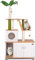 FANTASK Árbol rascador de 175 cm con Armario para Gatos, con Tabla para rascar, Entrada, Pelota de Juego, Escalera y Planta Artificial, Gran con Cueva, Muebles para Gatos, Color Natural y Verde