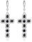 Linawe Ohrhänger Silber Kreuz Ohrringe Hängend, Ohrringe Schwarz Damen, Moissanite Modeschmuck Kreuz Anhänger Hängende Ohrringe Set, Tropfen Ohrringe Kristall Geburtsstein Ohringe