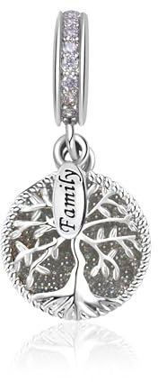 MiniJewelry Ciondolo scintillante con albero genealogico della vita, compatibile con braccialetti Pandora Moments, Misura unica, Rame, Nessuna pietra preziosa