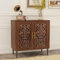 HOLTICO Wooden Sideboard Storage Cabinet with 2 Doors, Vintage Hollow Carving Buffet Accent Cabinet, Modern Brown Sideboards for Living Room, Kitchen, Dining Room, Hallway